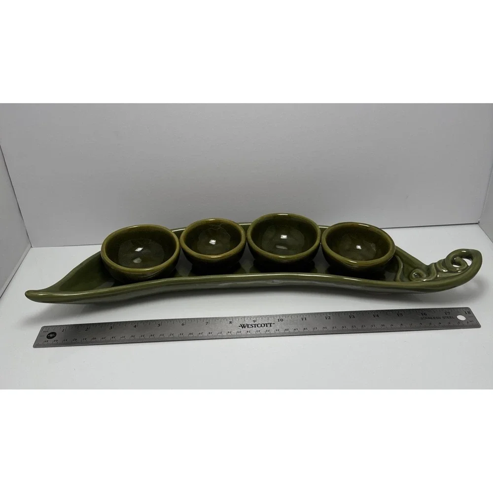 Pottery Barn‎ Garden Crudité  5 Piece Pea Pod Serving Set  19